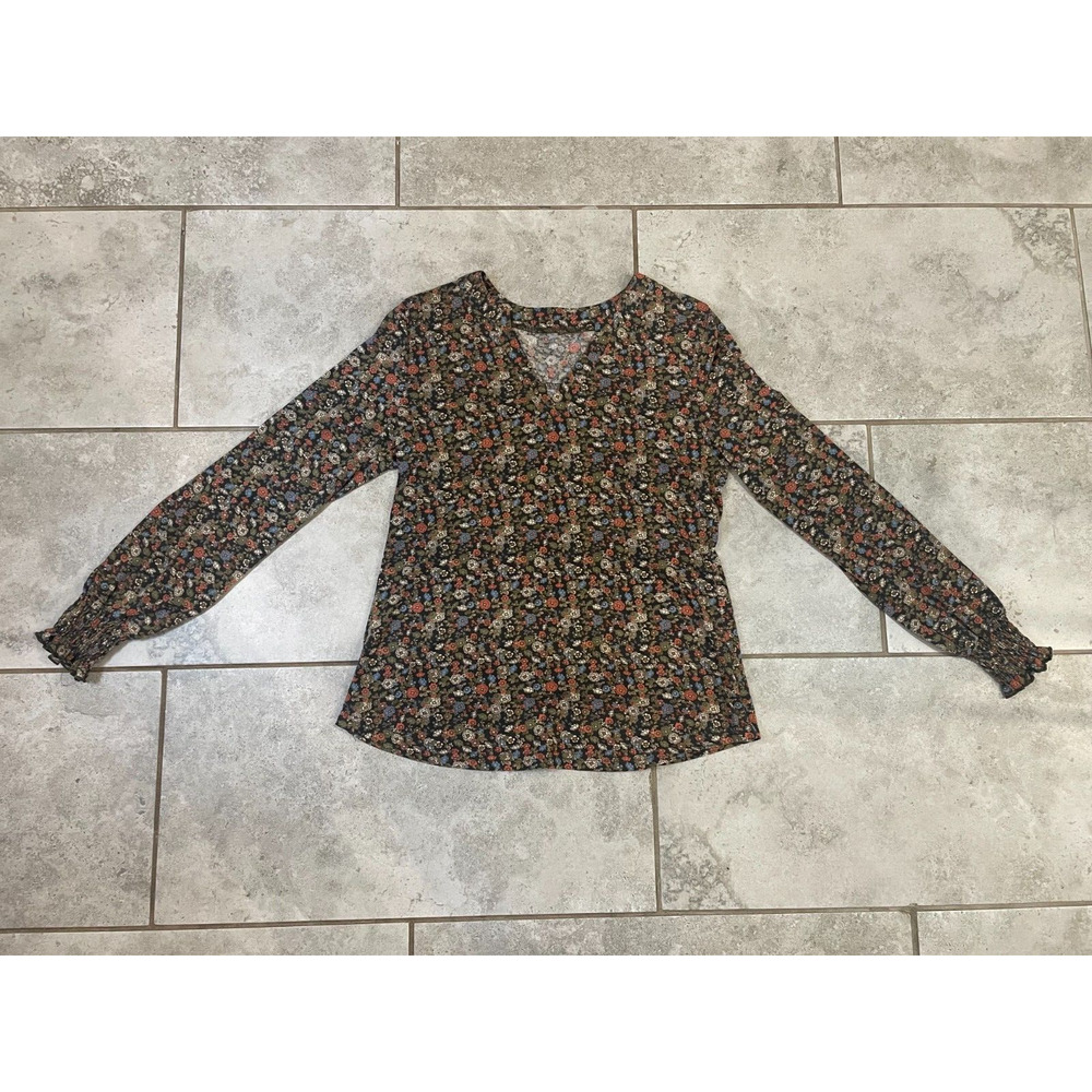 ROMANSTII Floral Blouse Womens Medium Top Boho Cotton